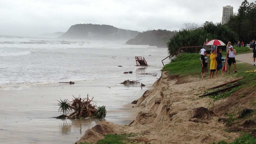 Erosion at Miami beach on Queensland's Gold Coast on February 22, 2013