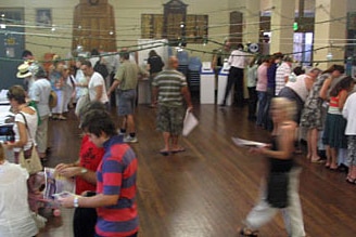 Voting in a school hall