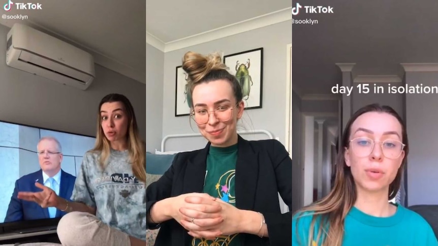 Three of @Sookyln's TikToks all featuring a young woman talking to camera