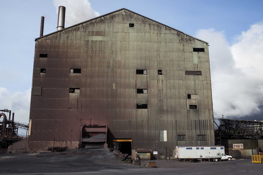 A large building in an industrial area