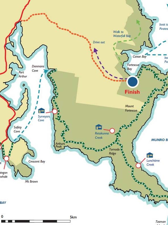 Map of the next stage of the Three Capes Track bushwalk.