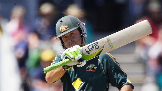 Australian captain Ricky Ponting celebrates his 50 during the second ODI match against South Africa
