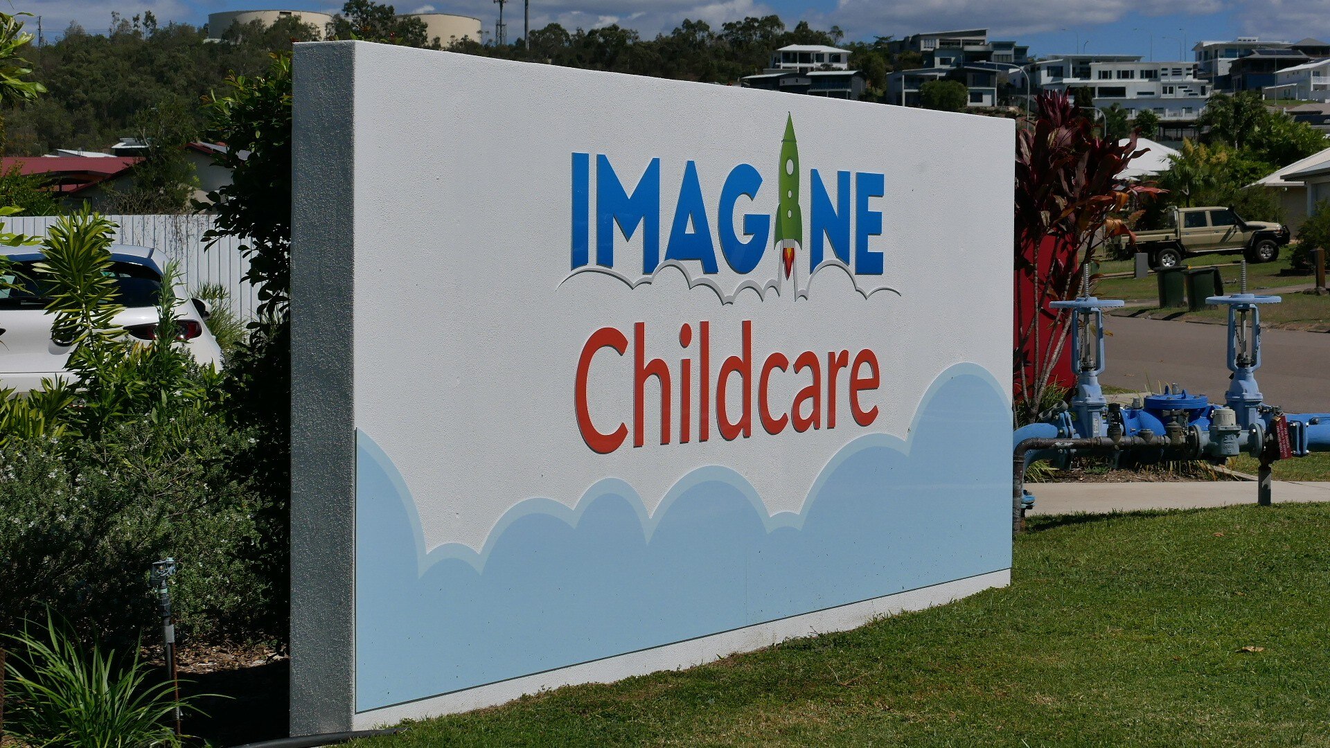 Sign reading Imagine Childcare.