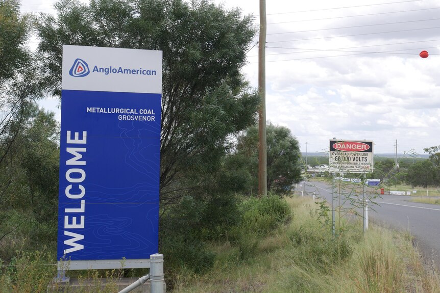 An Anglo American welcome sign outside the Grosvenor mine 