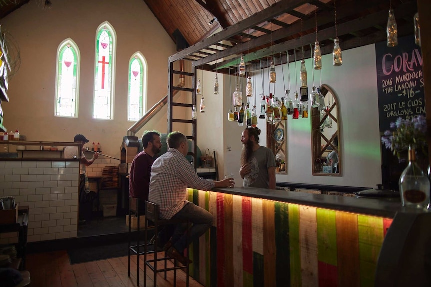 Inside the Lost in a forest pizza and wine bar at Uraidla, in the Adelaide Hills