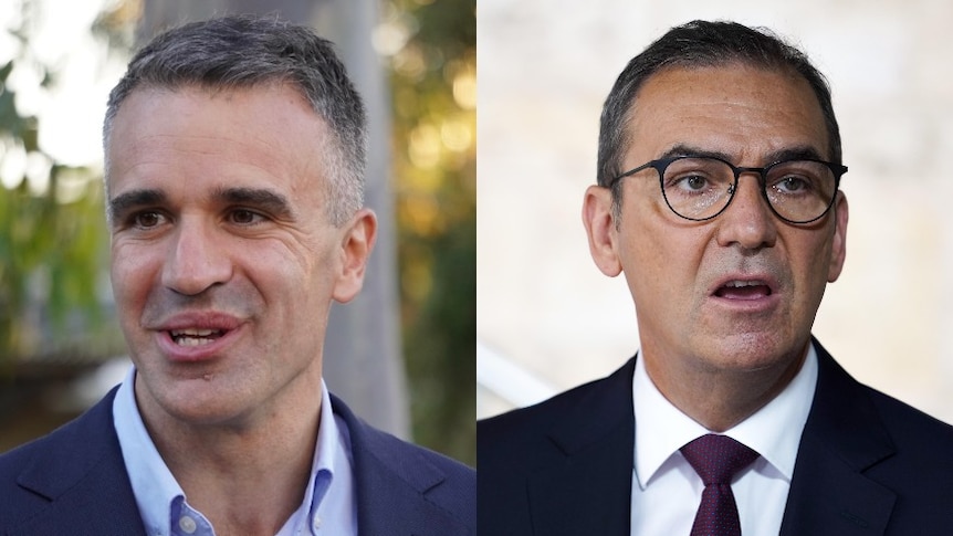 A composite image of Peter Malinauskas and Steven Marshall