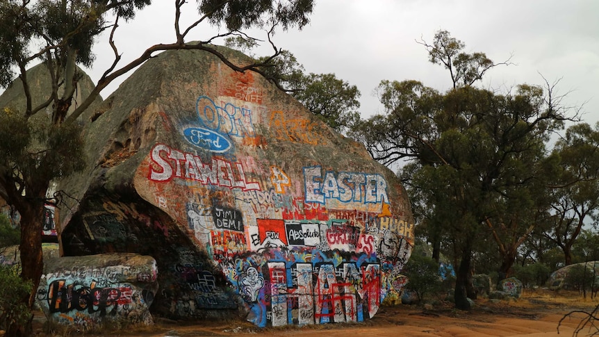 graffiti stone wall
