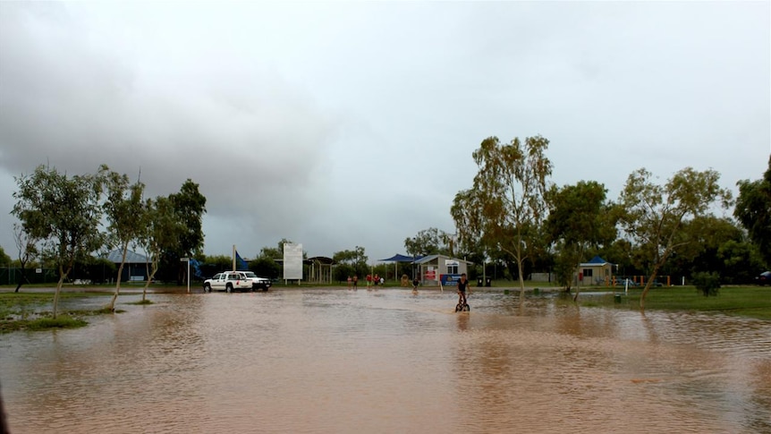 A flooded street at Bedourie