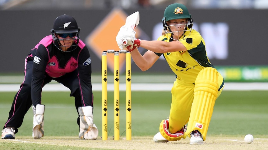 Meg Lanning of Australia bats against New Zealand in a T20 international on February 19, 2017.