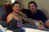 Christian Bale visits shooting victim Carey Rottman in hospital in Aurora, Colorado.