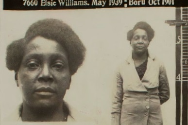 Sepia photograph of a female prisoner in 1939 in Melbourne. Female prisoner, Elsie Williams, in Melbourne in 1939.