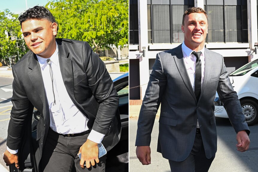 Composite image of Latrell Mitchell and Jack Wighton both wearing suits. 