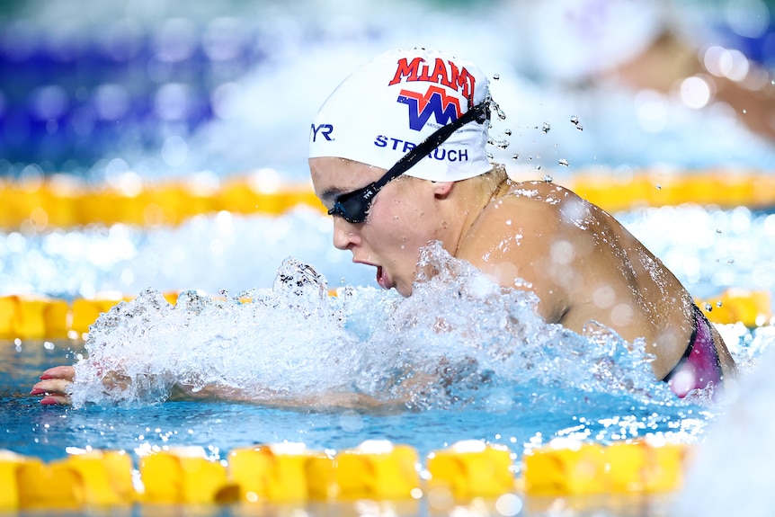 Jenna Strauch swims breaststroke