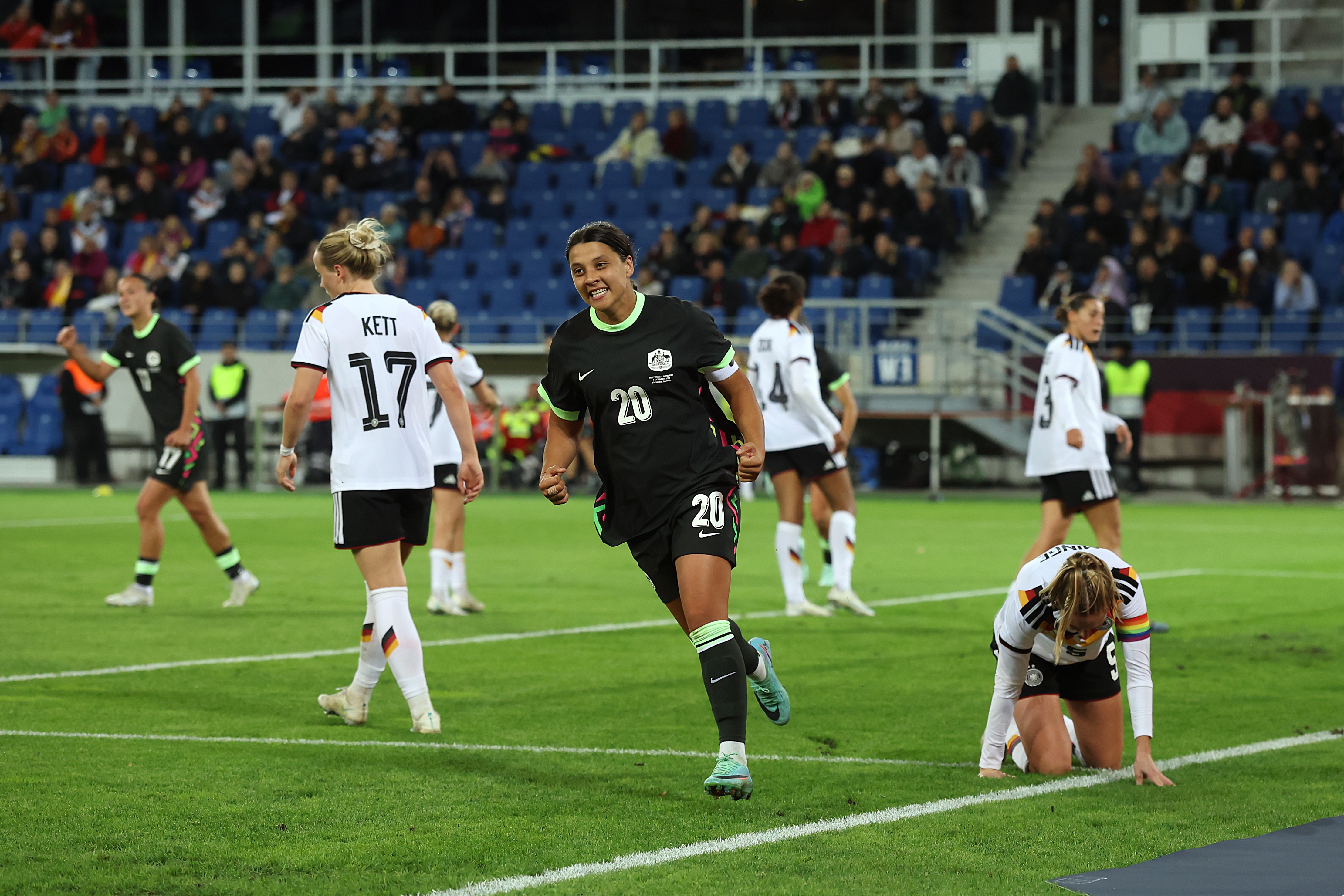Live: Sam Kerr gets vital goal as Matildas trail Germany in Karlsruhe