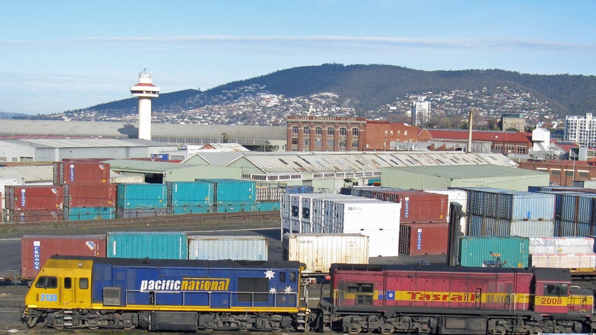 Pacific National train at Hobart railyard