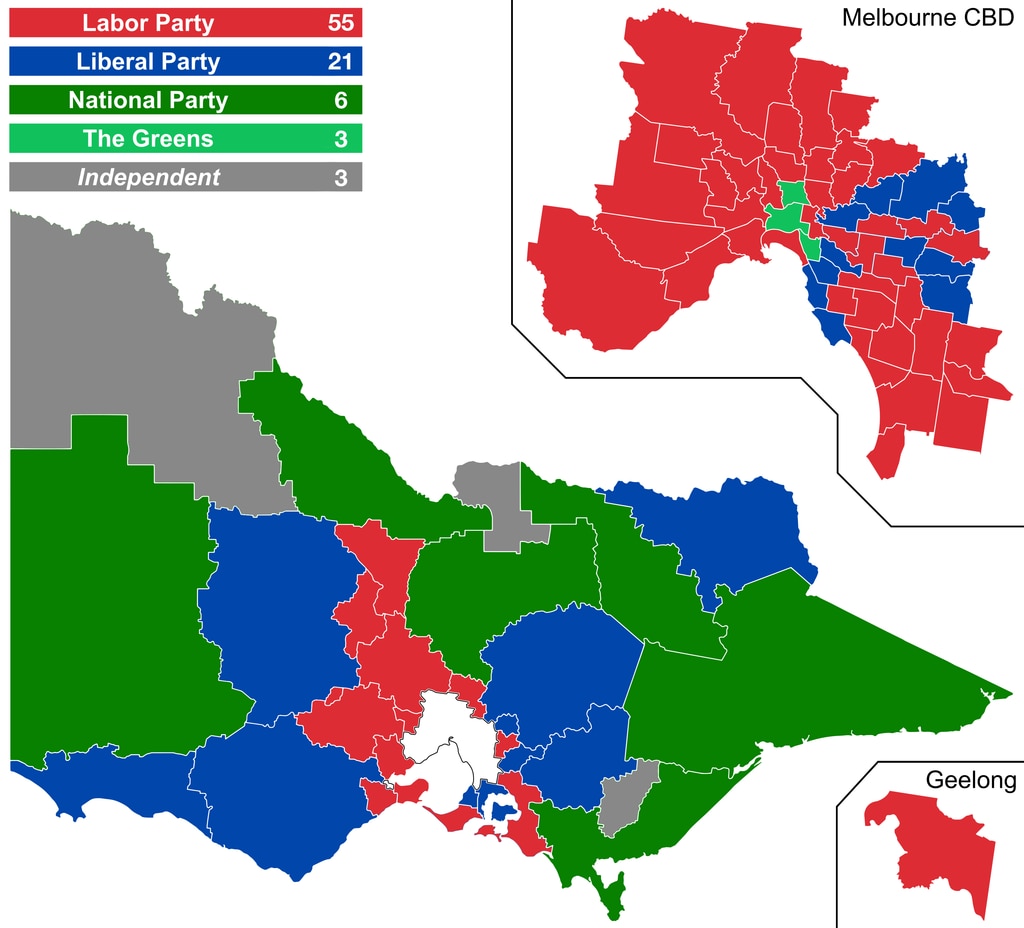 Un mapa de los resultados de las elecciones.