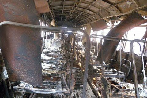 Inside of a fire damaged rail motor 2016