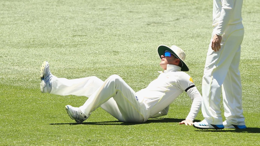 Michael Clarke injures his leg during day five of the first Test against India at Adelaide Oval