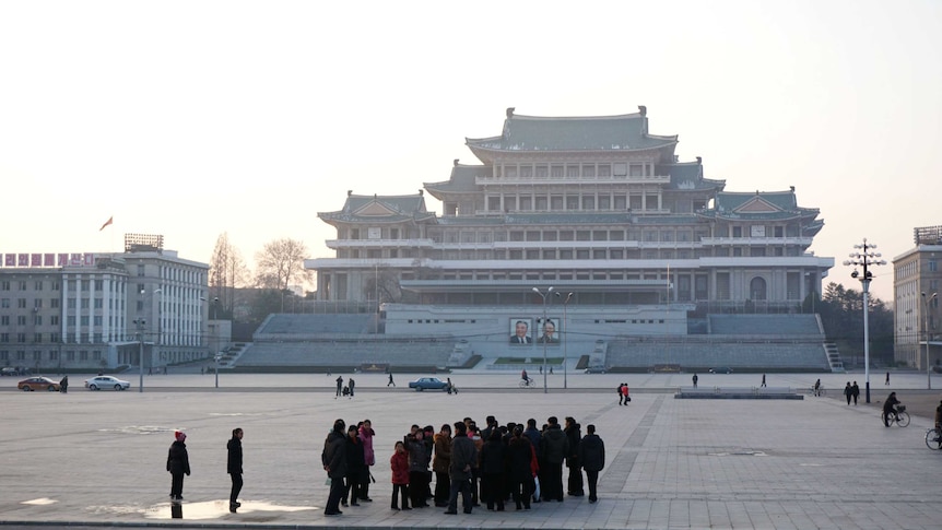 People at Kim Il-sung Square in Pyongyang.