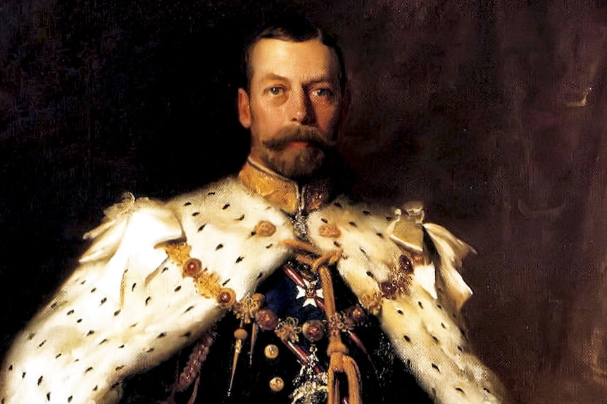 A portrait of King George V.