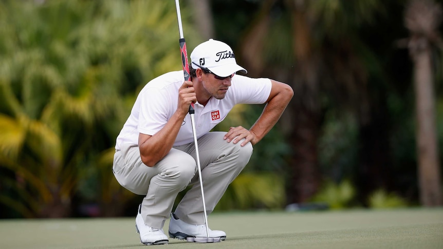 Adam Scott surveys a putt