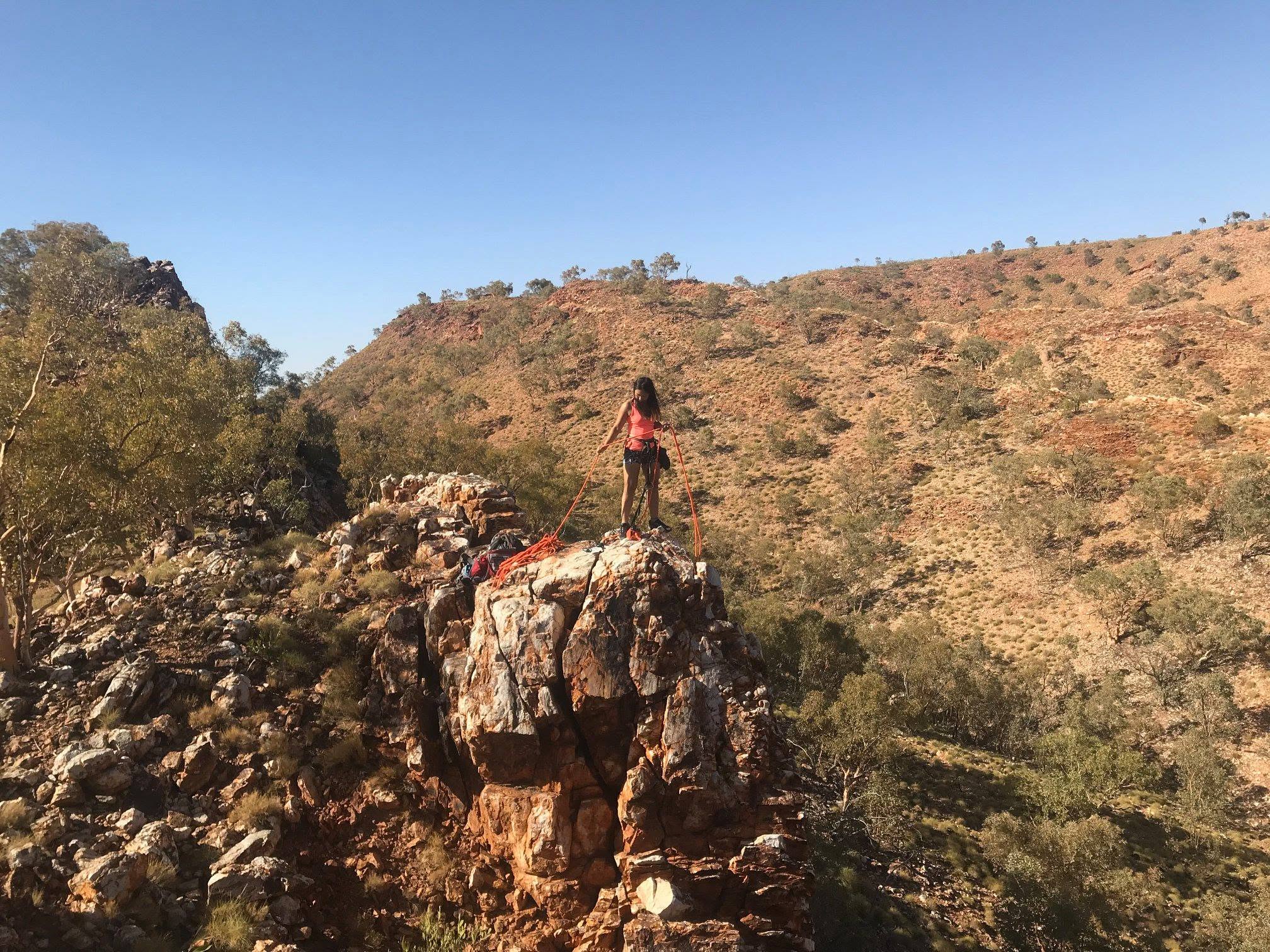 Winnie rock climbing in Mount Isa