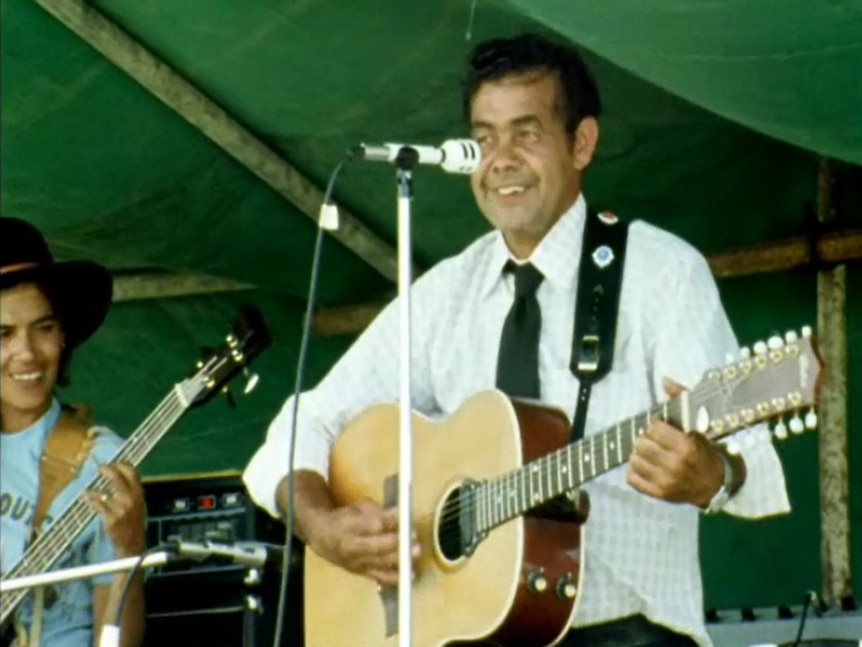 Laurie Ingram at the First National Aboriginal Country and Western Festival, Canberra, 1976.