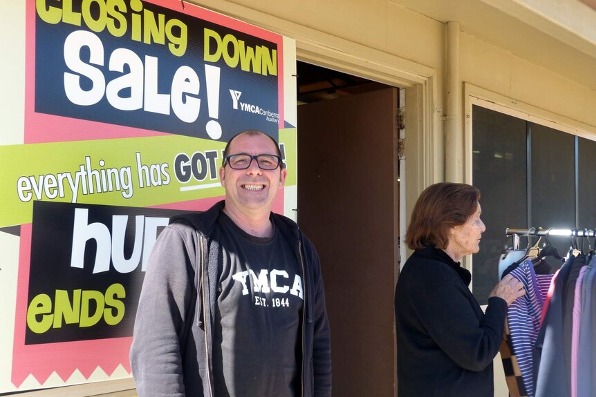 YMCA marketing manager Rob Billingham and volunteer Joyce Ovington  at the YMCA op shop in Kingston.