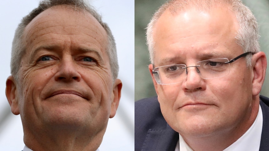 A composite image of Bill Shorten and Scott Morrison