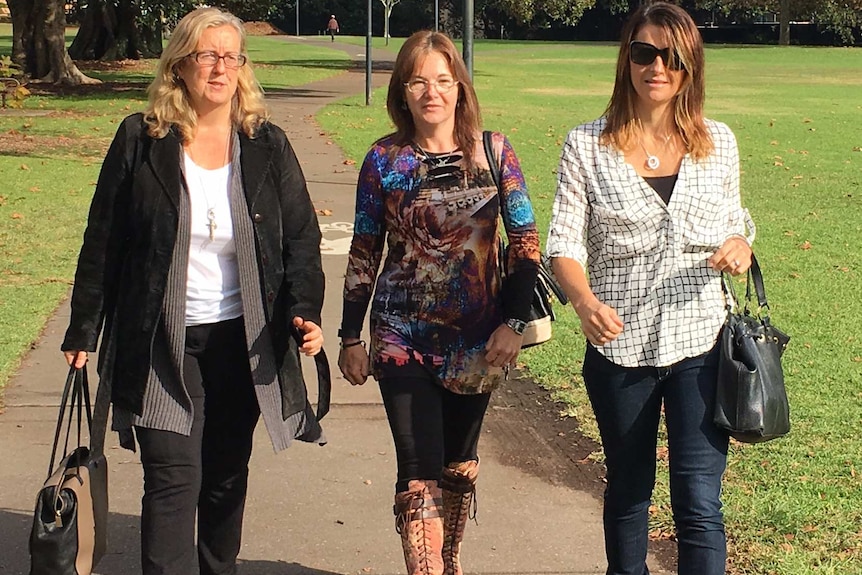 SCAD Survivors Alison Gough, Pamela McKenzie and Liza Stearn meeting in Sydney for the first time after forming a Facebook group