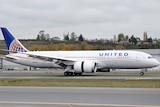 A United Airlines Dreamliner.