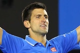 Triumphant again ... Novak Djokovic celebrates winning on championship point