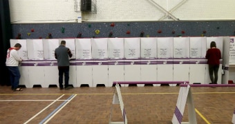 Voting booths on Super Saturday 2018.