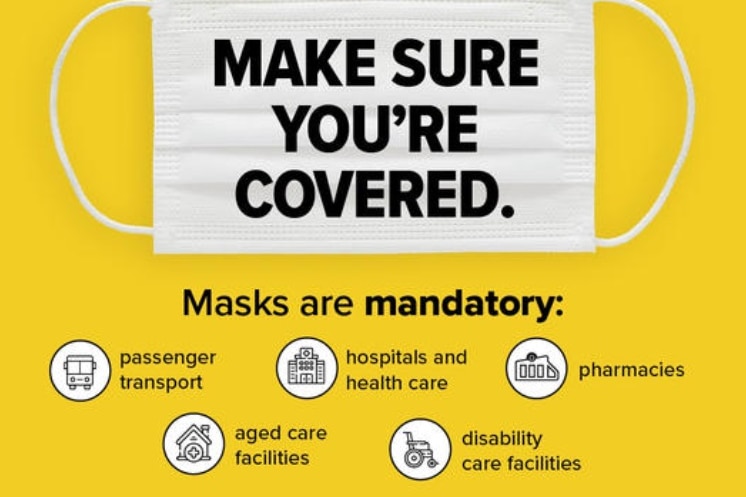 An SA Health public health advice graphic explaining where masks are compulsory.