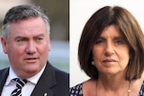 A composite image of Eddie McGuire and journalist Caroline Wilson