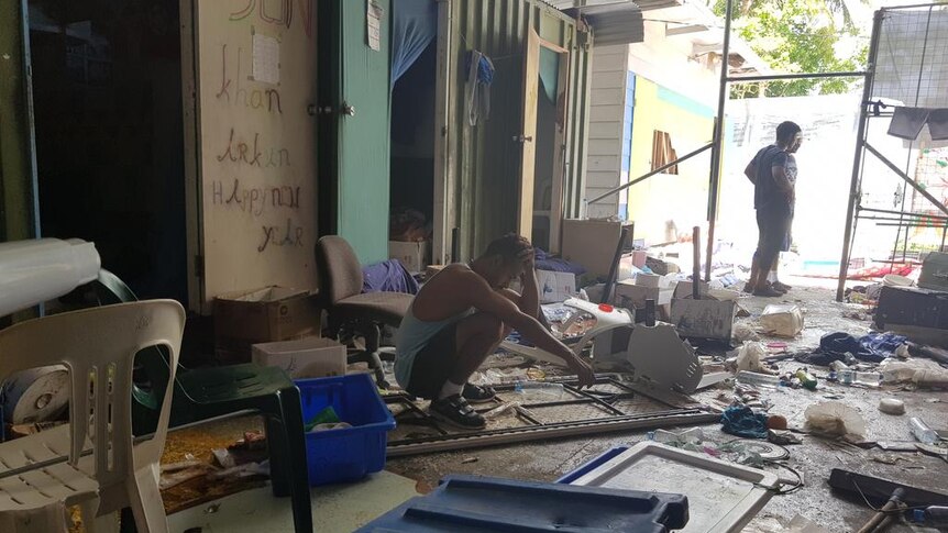 A photo of destruction at the Manus detention centre.