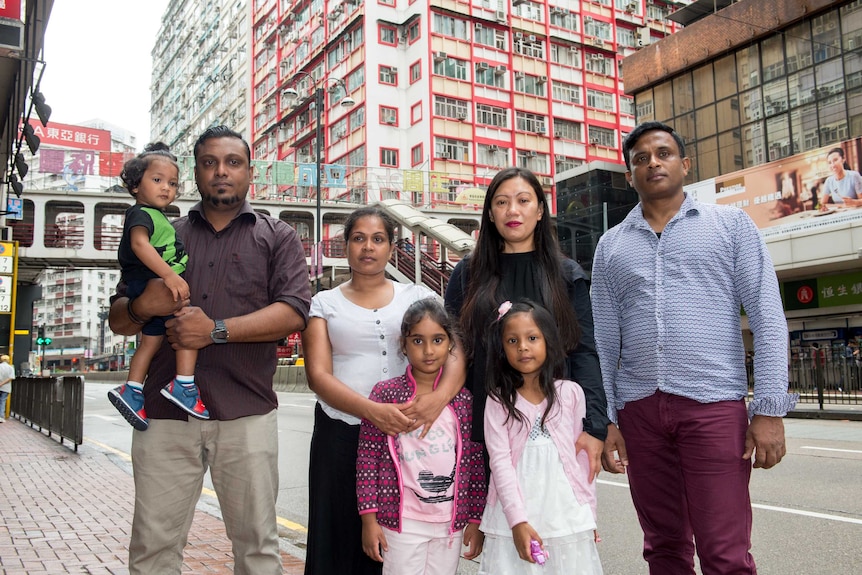 The seven Snowden refugees: Ajith, Vanessa, Supun, Naeeka and their children.