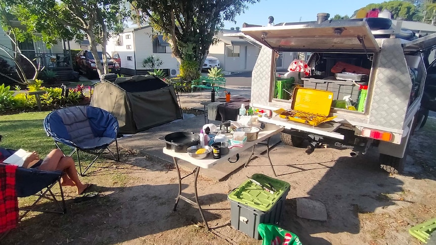 A campsite in a caravan park
