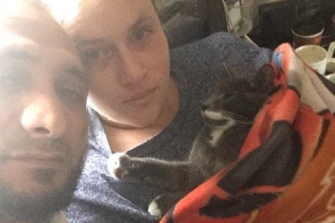 Shad and Simone Glossop with cat Loki
