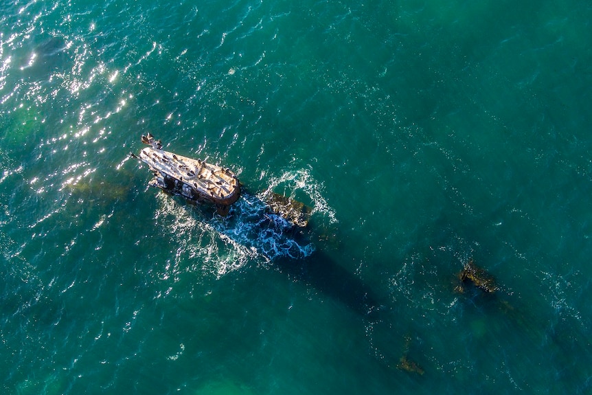 Shipwreck in the sea