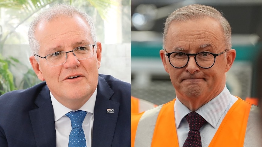A composite image showing Scott Morrison and Anthony Albanese.