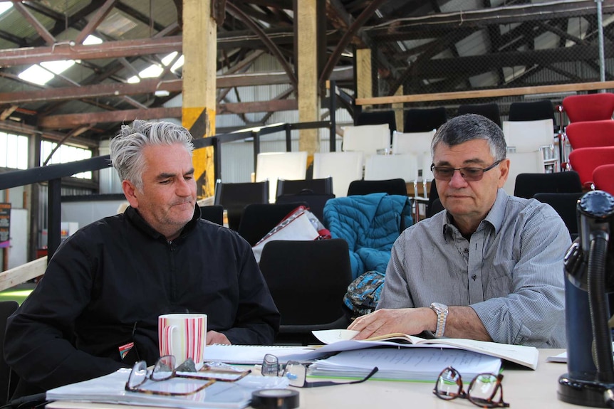 Director Aiden Fennessy and Mark Blumer at rehearsals for An Inconvenient Woman.