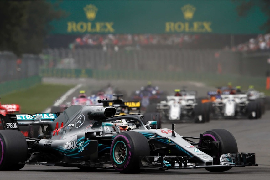 Lewis Hamilton drives at Mexico Grand Prix