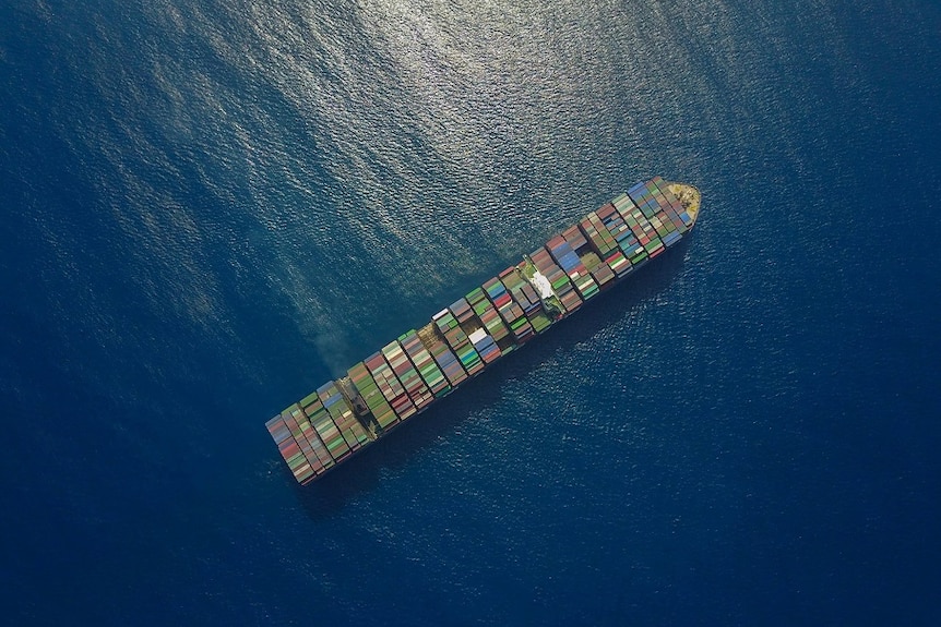 Container ship at sea