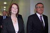 Prime Minister-designate Julia Gillard leaves the ALP leadership meeting