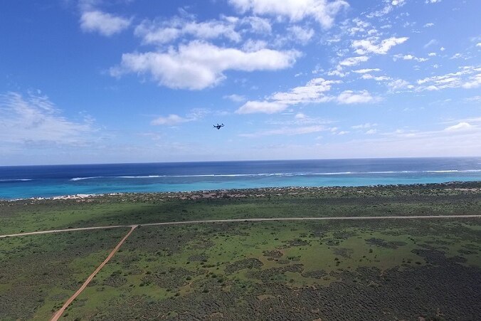 The drone capture footage over Ningaloo reef, off Cape Range National Park.