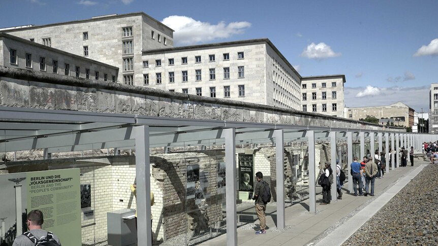 The Topography of Terror open air museum stretches along the Berlin Wall