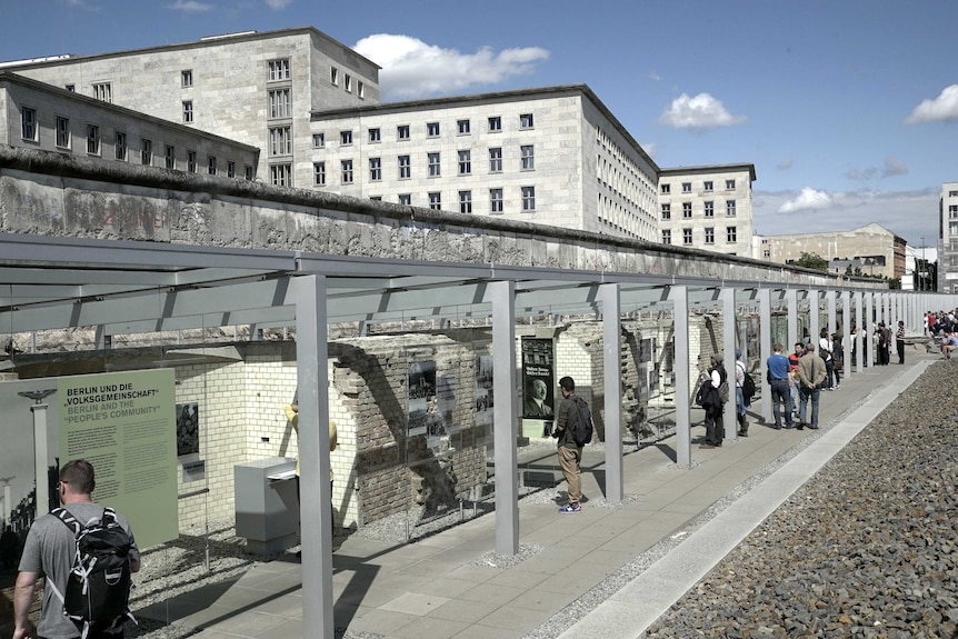 The Topography of Terror open air museum stretches along the Berlin Wall