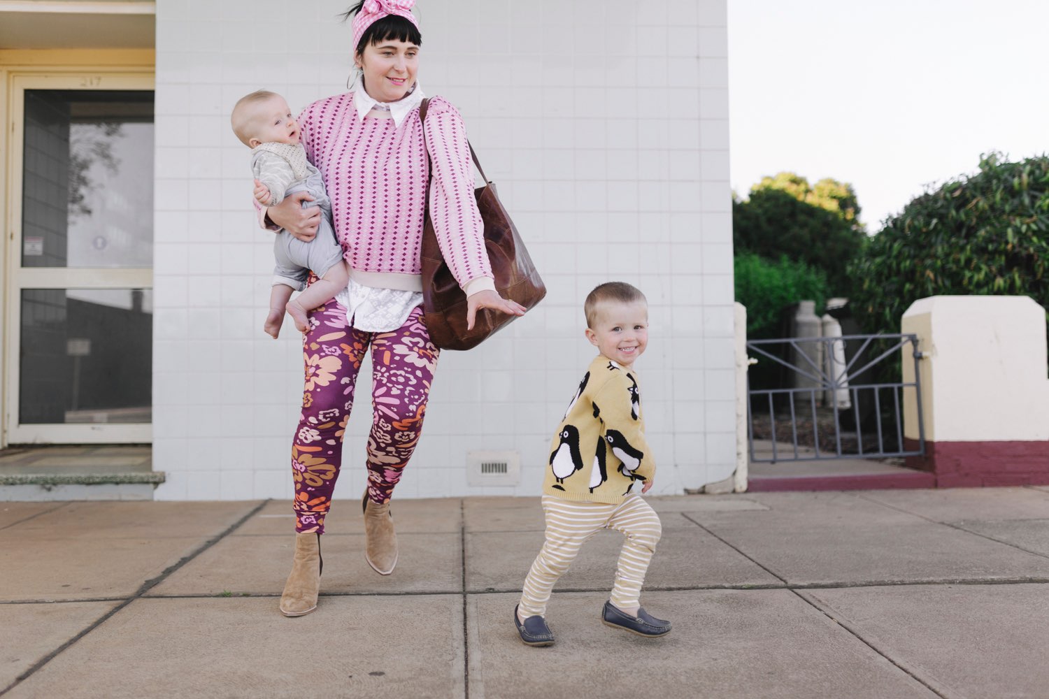Alison Swanston chasing after two of her children