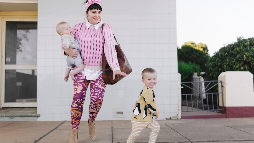 Alison Swanston chasing after two of her children